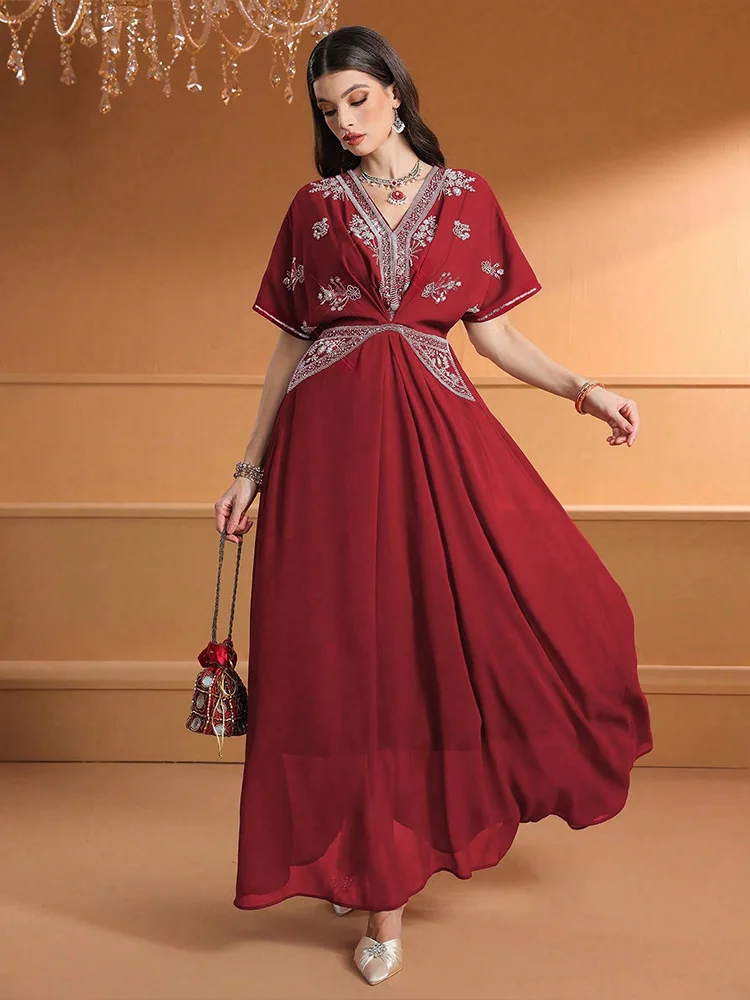 Turkey Women Fashion - Moda Kadınlar V Yaka Uzun Elbise