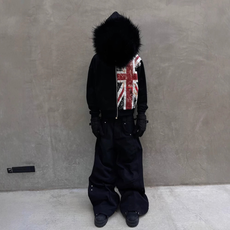 Women'S Fashion Uk 2025 - Kadın Siyah Suni Kürk Yaka Fermuarlı