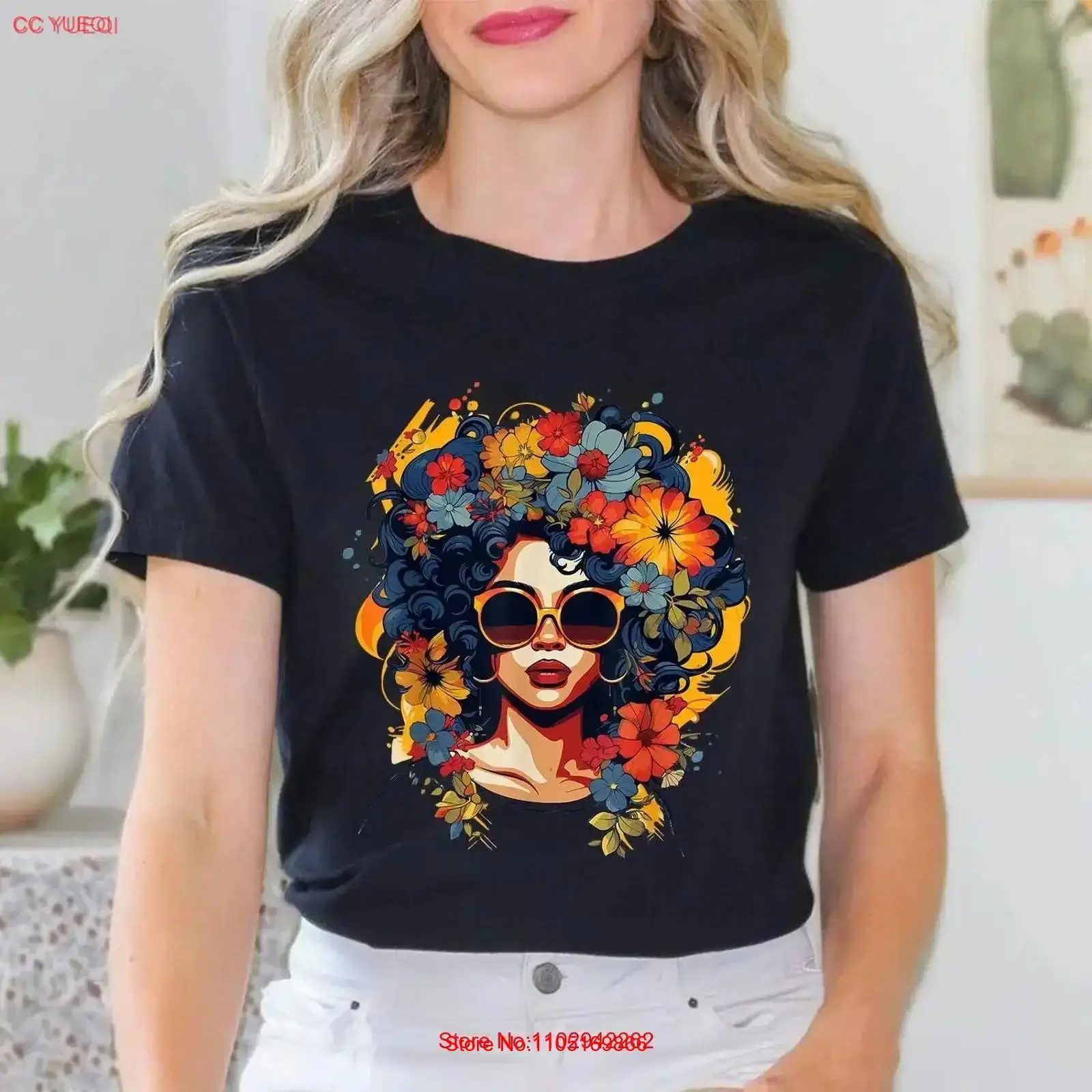 Women Fashion History - Kadınlar için Siyah Tarih Tişörtleri Afro