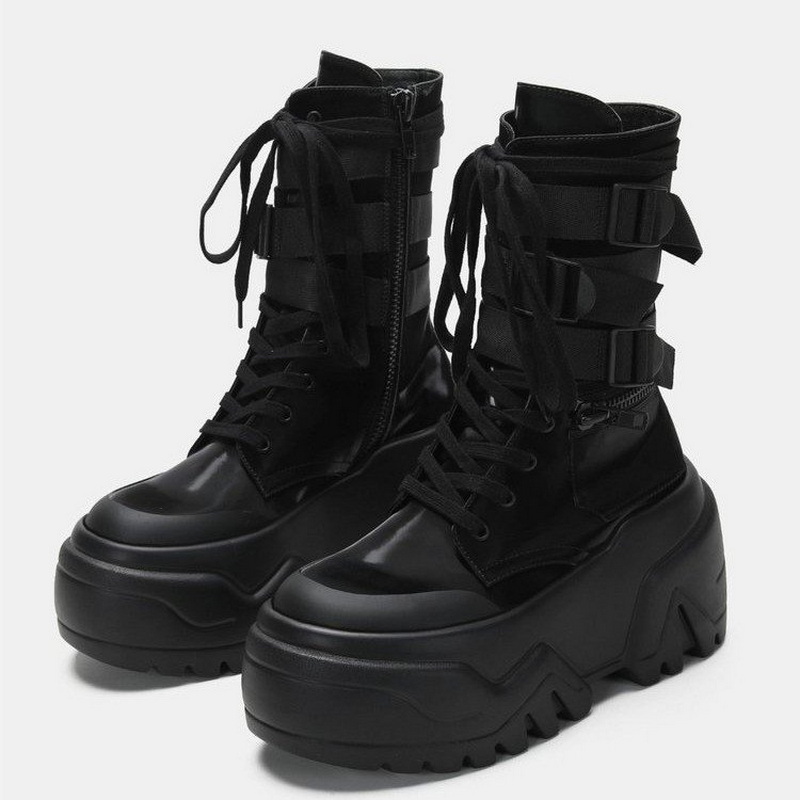 Women'S Fashion Korea - Sıcak Moda Kadın Kalın Platform Motosiklet