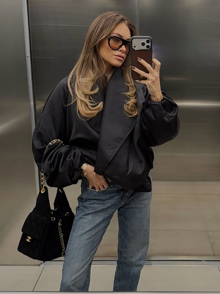 Women'S Fashion Bomber Jacket - Kadın Sonbahar Dolgulu Bomber Ceket Gevşek