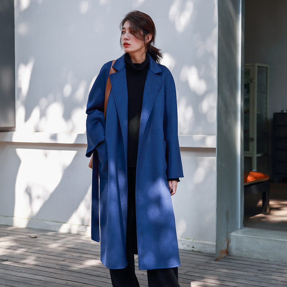Women'S Fashion Long Coat - Allingentle Kadın Uzun Kaban Düz Yaka