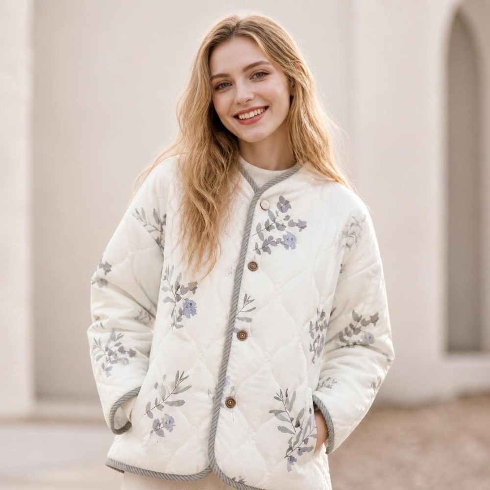 Women'S Fashion Bomber Jacket - Moda Y2K Kadın Montu Kore Çiçekli
