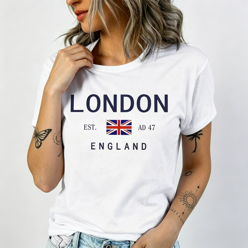 Women'S Fashion London - Yaz Kadın Londra İngiltere T-Shirt Basit
