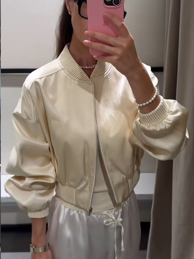 Women'S Fashion Bomber Jacket - Yeni Kadın Bomber Ceketi Zarif Uzun
