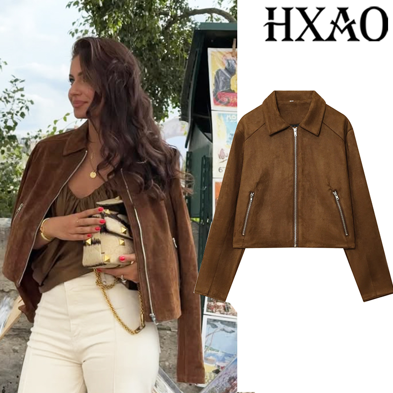 HXAO Kırpılmış Ceket Süet Ceke - Women'S Fashion Bomber Jacket incelemesi ve fiyatı