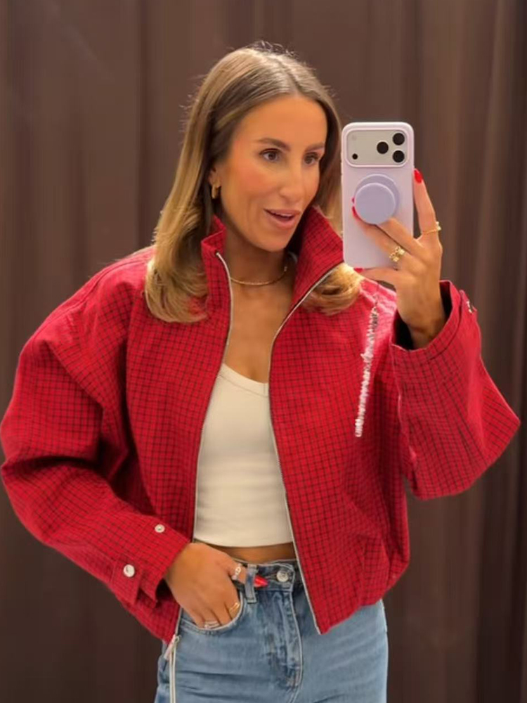Sonbahar Kadın Ekose Bomber Ce - Women'S Fashion Bomber Jacket incelemesi ve fiyatı