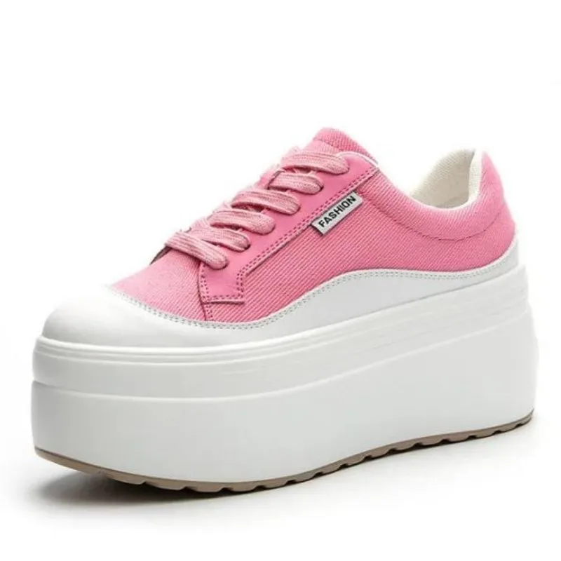 8 cm Yeni Kanvas Hakiki Deri K - Sneakers Fashion Women incelemesi ve fiyatı