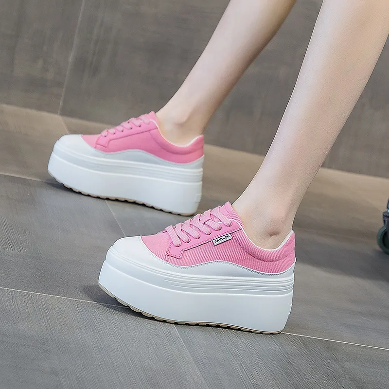 8 cm Yeni Kanvas Hakiki Deri K - Sneakers Fashion Women incelemesi ve fiyatı