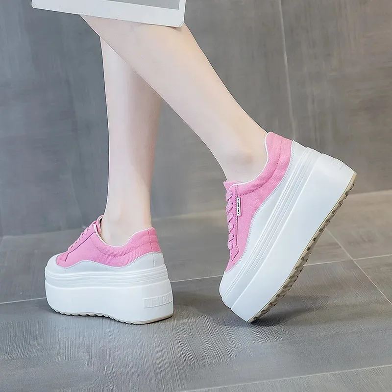 8 cm Yeni Kanvas Hakiki Deri K - Sneakers Fashion Women incelemesi ve fiyatı
