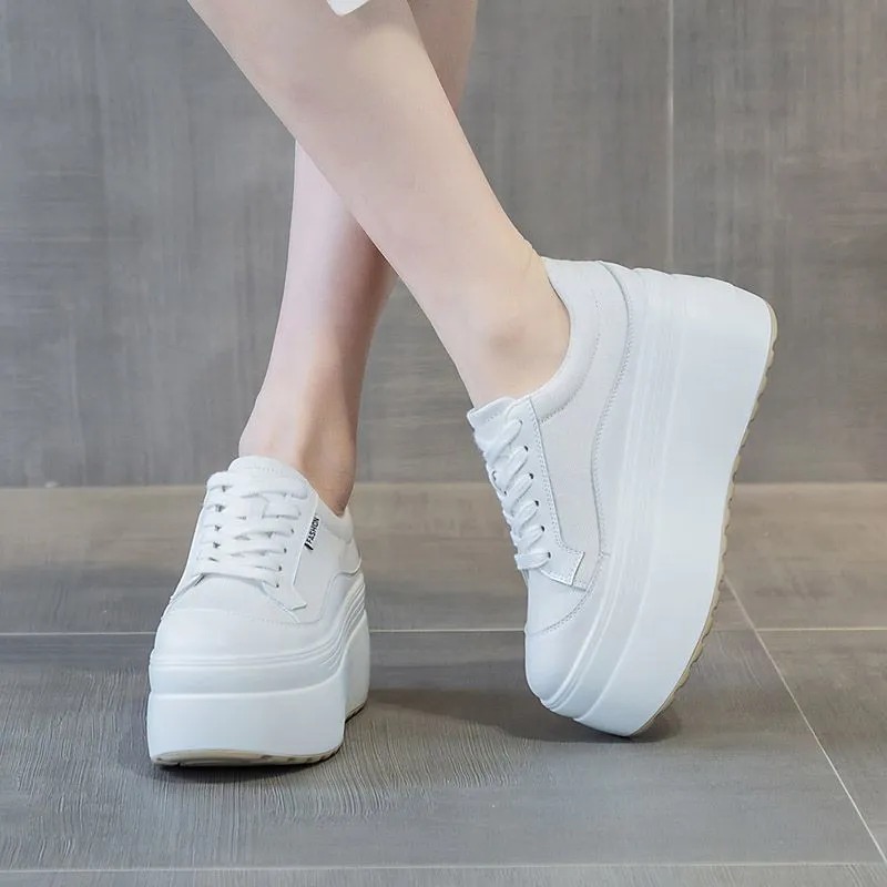 8 cm Yeni Kanvas Hakiki Deri K - Sneakers Fashion Women incelemesi ve fiyatı