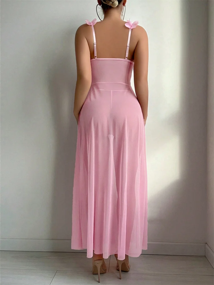 Pembe Çiçekli Dantel Şeffaf Ge - Floral Summer Dress incelemesi ve fiyatı