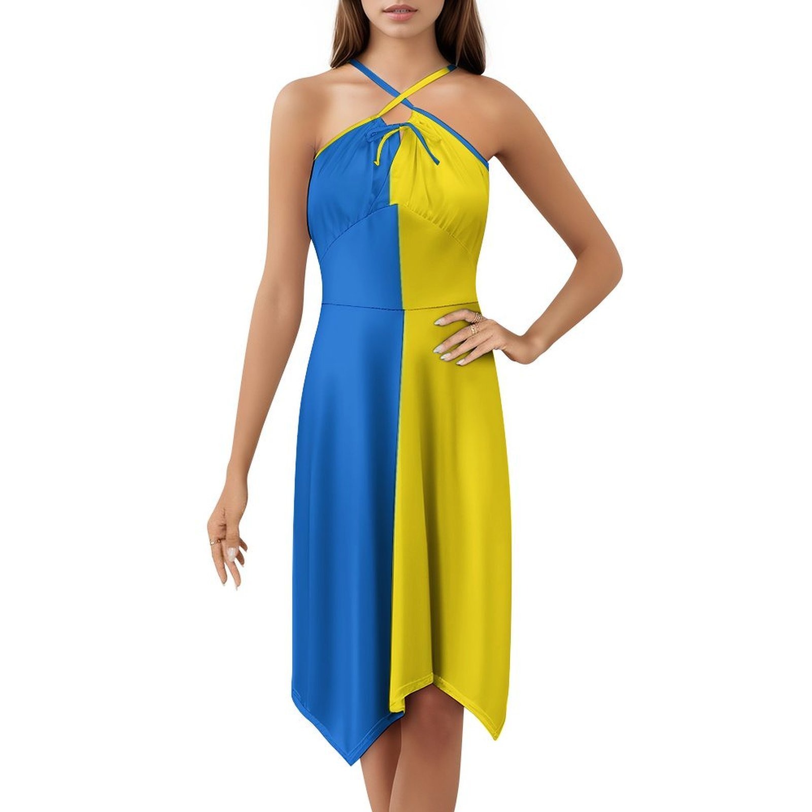 Ukrayna Bayrağı Çiçek Desenli  - Smocked Dress Women incelemesi ve fiyatı