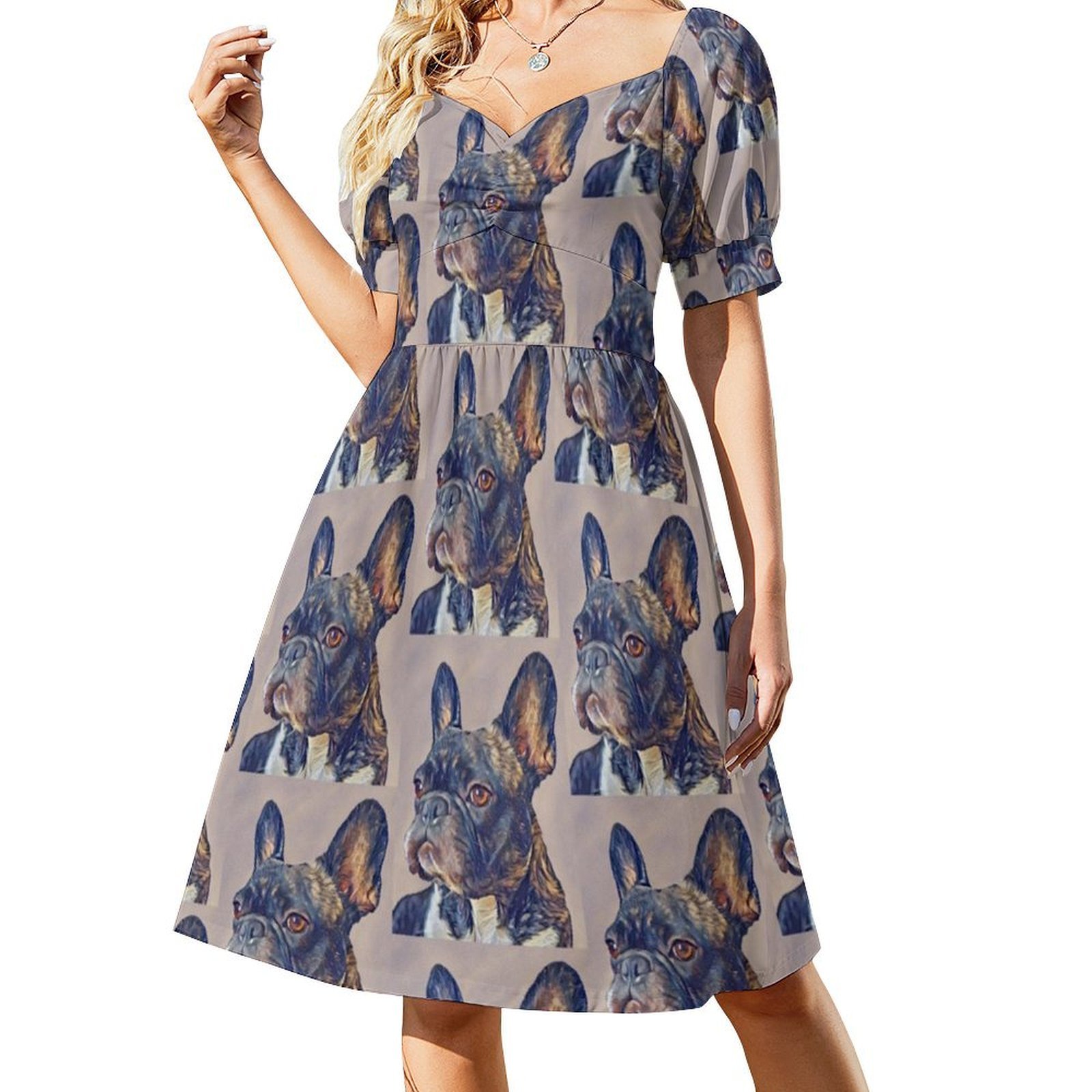 Fransız Bulldog Çiçek Desenli  - Smocked Dress Women incelemesi ve fiyatı